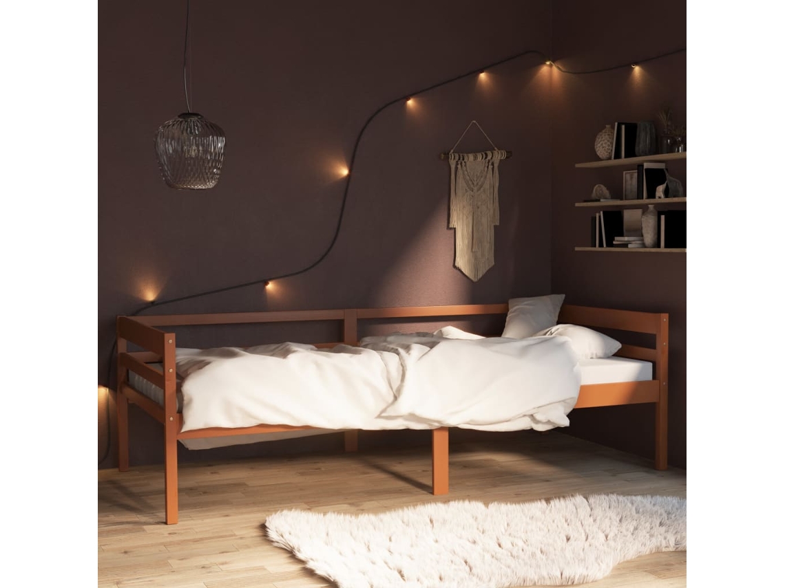 Estructura Cama Sin Colchón Madera Pino Marrón Miel 90x200 Cm