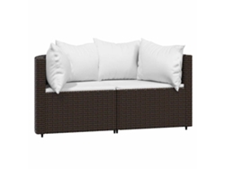 Maison Exclusive - Sofás De Canto Para Jardim Com Almofadões 2pcs Vime Pe Castanho