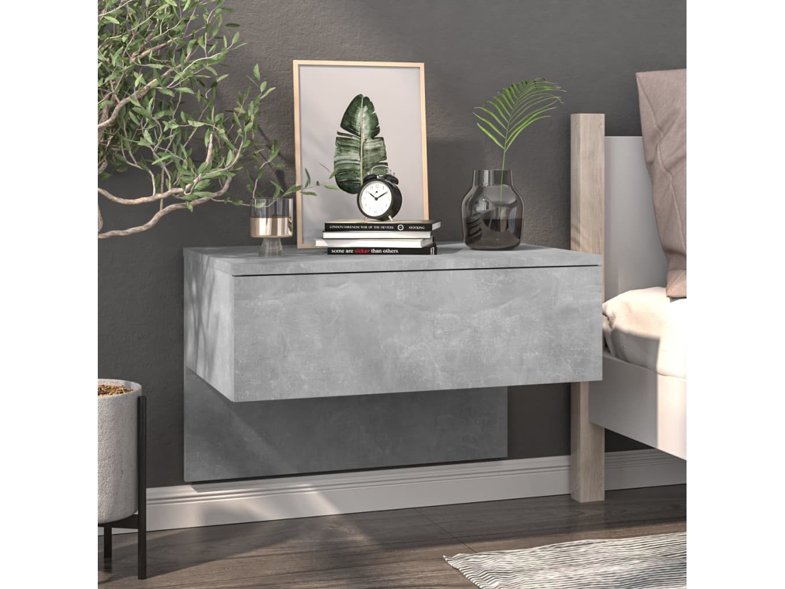 Mesa de Cabeceira LOVELY HOME Mesinha Montagem na Parede Cinzento Cimento
