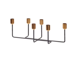 Portavelas de mesa moderno BELIANI Bangka de Metal Negro 36x16x12