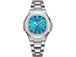 Reloj De Pulso Femenino De Acero Inoxidable Impermeable En Dos Tonos Negro Azul Yuysan