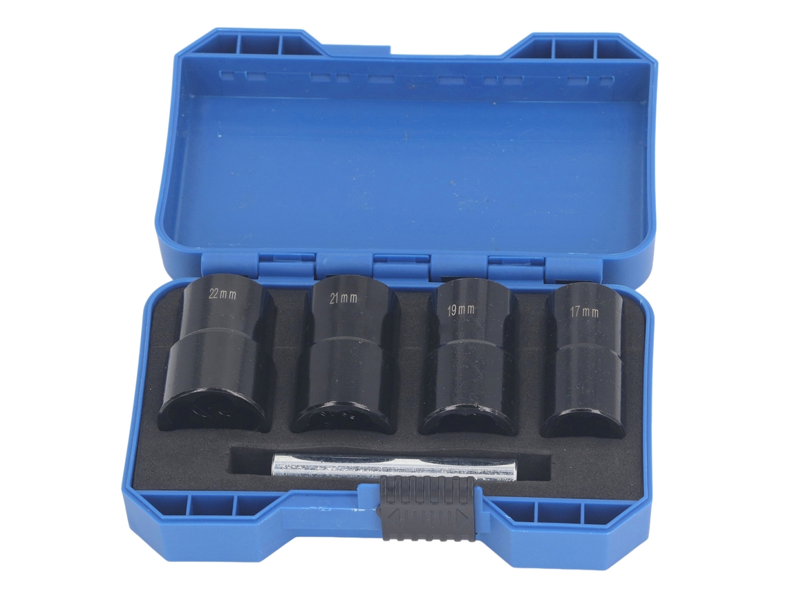 Kit Extractor De Tornillos De Impacto De 1/2" De Acero Al Cromo-molibdeno, Métrico, 17 Mm, 19 Mm, 21 Mm, 22 Mm.