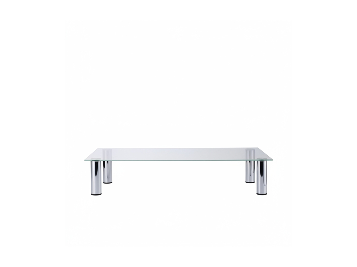 Relaxdays Mueble Tv De Cristal, Mesa Televisión, Vidrio Y Metal, 100 X 35 X 17 Cm, Blanco Y Plateado