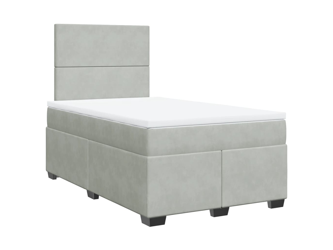 Maison Exclusive - Cama Box Spring Con Colchón Terciopelo Gris Claro 120x200 Cm