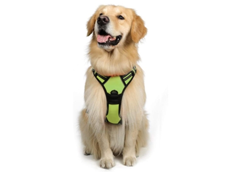 Arneses para mascotas con collar para perro, chaleco Oxford reflectante ajustable, clips para correa delantera/trasera, verde-S ZMDECQNA
