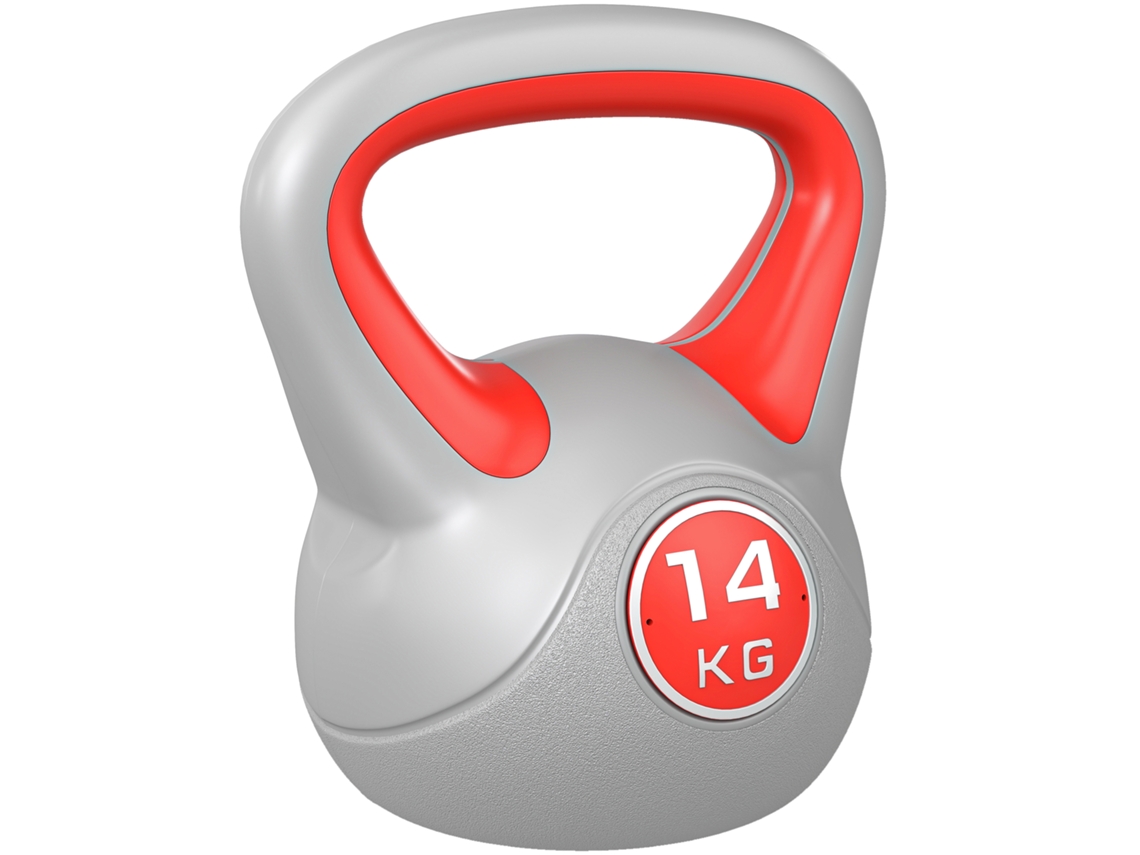 Pesa rusa de 14 kg con agarre ergonómico para entrenamiento de fuerza - Roja