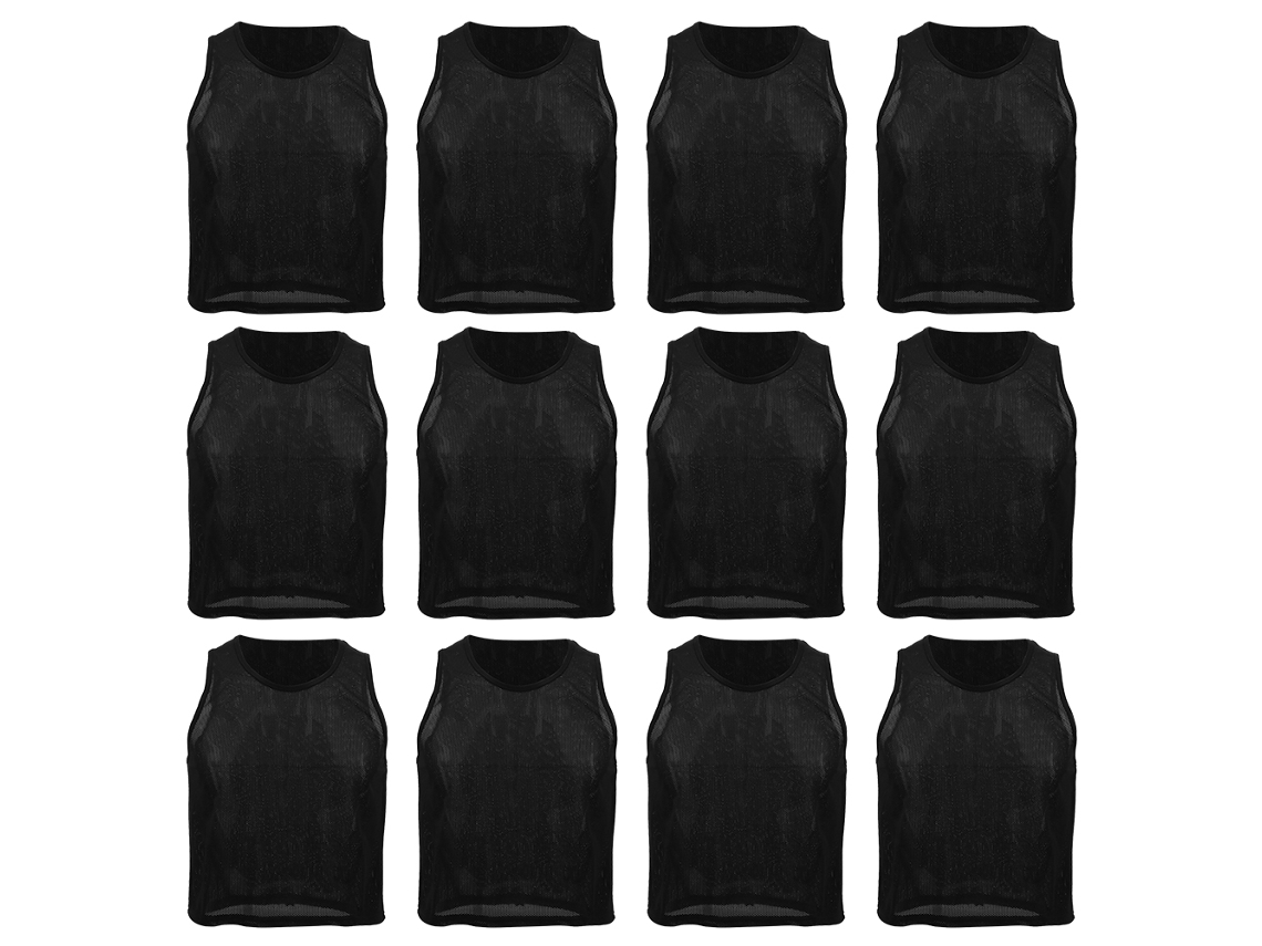 Chaleco De Entrenamiento De Fútbol Para Niños De 12 Piezas, Malla Transpirable, Talla Única, Negro.