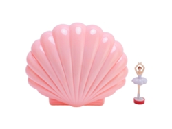 Ats-caja De Joyería Musical Con Forma De Concha Cute Estilo Retro Con Espejo De Maquillaje Para Niñas Rosa