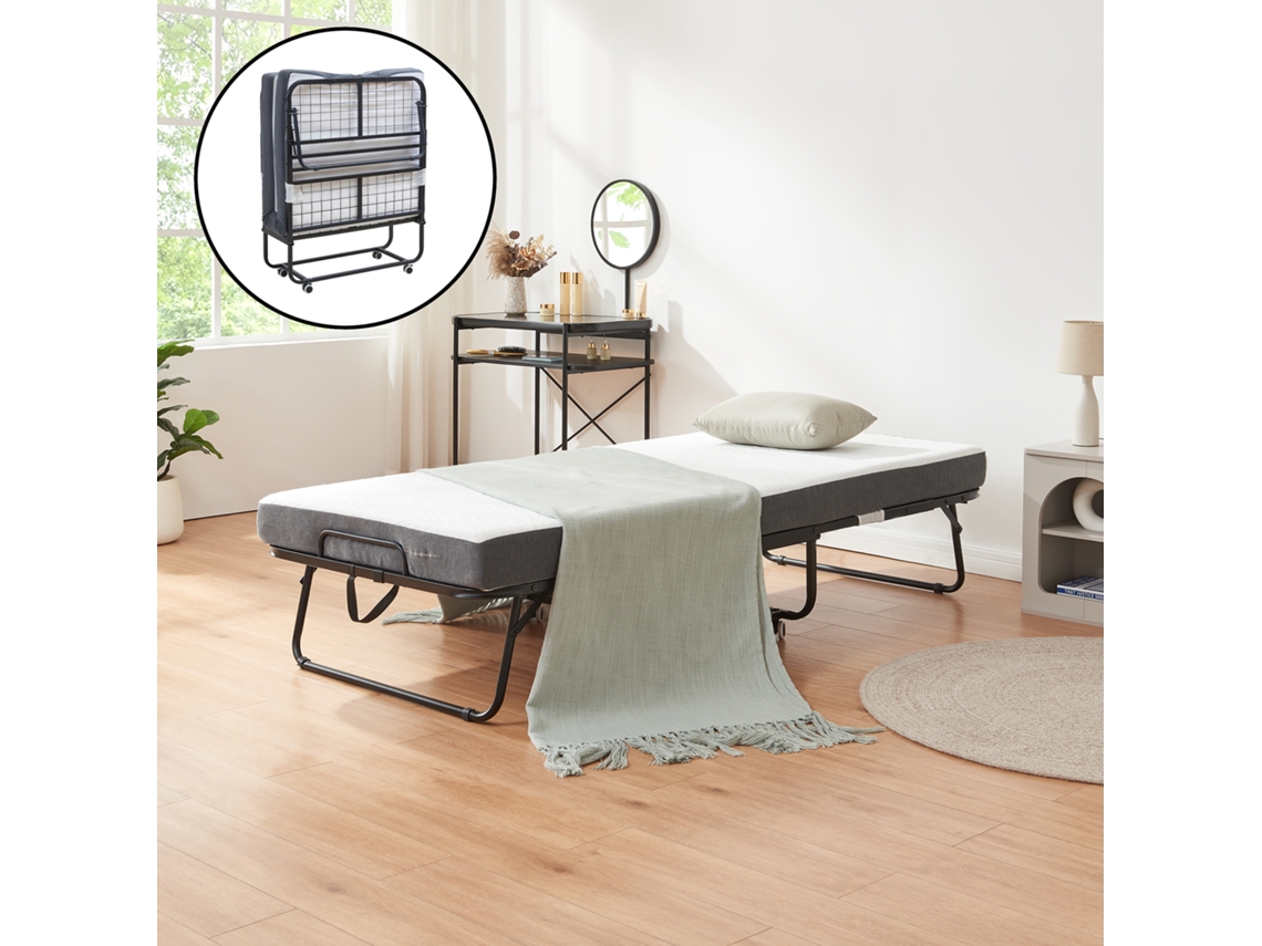 Cama Plegable Borjavle Con Colchón De Espuma Viscoelástica 90x200cm - Negro [EN.CASA]