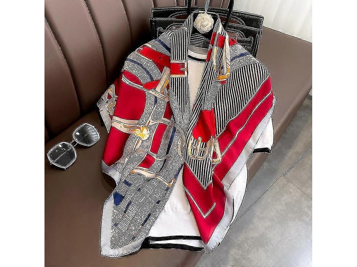 Elegante pañuelo de imitación de seda para mujer, 90x90 cm, monocromático, modelo 2026, ideal para bodas, cenas y ocasiones formales o informales.