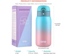 Botella De Agua Para Niños Con Tapa Abatible, Botella De Agua Linda, Flask De Acero Inoxidable, Sin Fugas (verde-rosa)