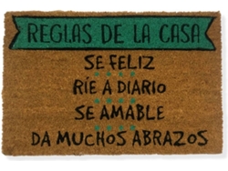 Felpudo KOKO DOORMATS Reglas de la Casa (Castaño - 60 x 40 x 1,50 cm - Fibra de Coco y PVC)