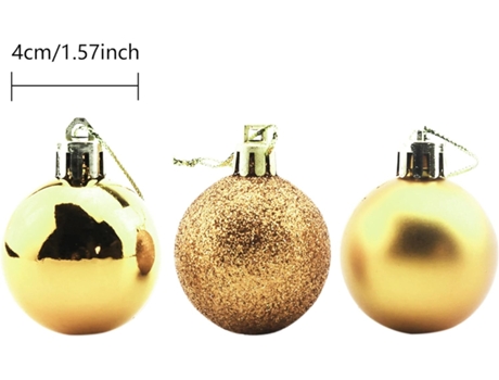 Conjunto de Bolas de Navidad ZMDECQNA Uds Adornos Pequeños Inastillables Bolas Árbol Dorado - 24un (4 cm)