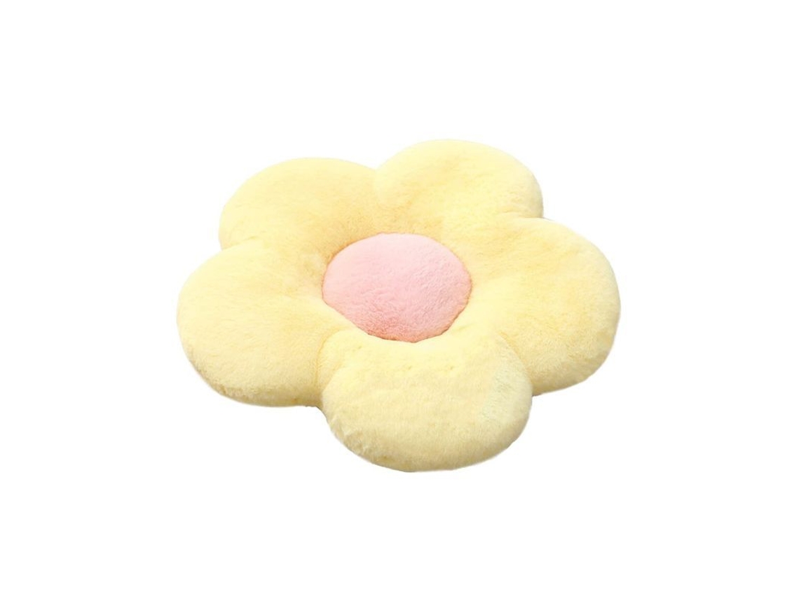 2026-46215-cojín Flor De Peluche Linjou Almohada Suave Para Salón Dormitorio Decoración 50cm Amarillo