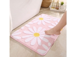 Alfombrilla De Baño Con Diseño De Margaritas, Alfombrilla Rosa De Pelo Sintético Con Estampado De Dibujos Animados Para El Baño, Nym Home