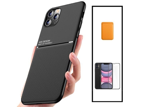 Kit Funda Magnetic Lux , Magnetic Wallet Naranja y 5D Full Cover Apple Galaxy M52 5G PHONECARE Negro