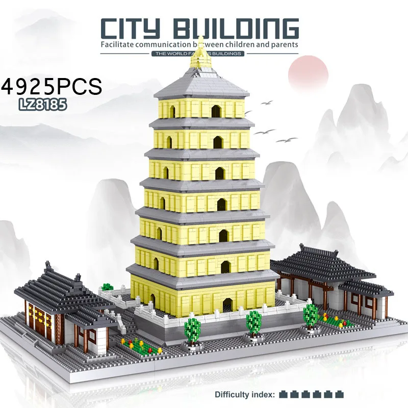 Edificio Histórico Chino, Gran Pagoda Del Ganso Salvaje, Bloques De Construcción En Miniatura, Modelos De Juguetes De Bloques