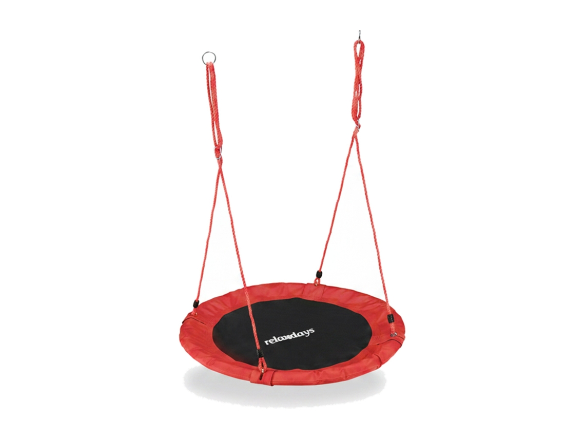 Relaxdays Columpio Jardín Nido De Altura Ajustable Para Niños Y Adultos, Hasta 100 Kg, Rojo, Ø 110 Cm