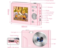 Cámara digital compacta portátil Resolución 48mp Hd Pantalla 24 pulgadas Rosa Cuich