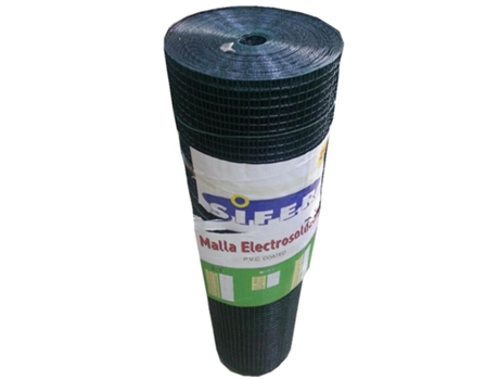 Malla electrosoldada sifer 13x13x0,8 1.oo mt plastif. verde 25 m