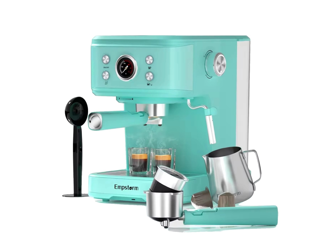 Cafetera espresso, termómetro incorporado, espumador de leche, 04e - Azul Tiffany, UE