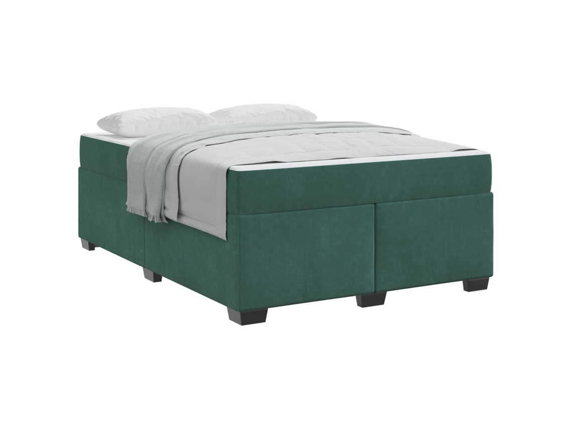 Maison Exclusive - Estructura De Cama Con Colchón Verde Oscuro 160 X 200 Cm Tela