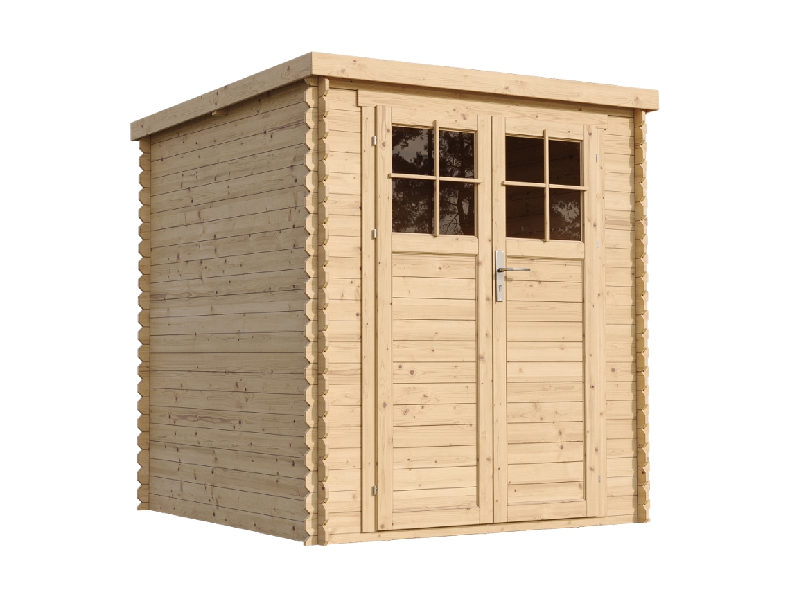 Caseta de Jardín de Madera TIMBELA M309F Puerta con Cerradura (3,53 M² - 200 x 204 x 204 cm)