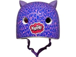 Casco de bicicleta para niños CPREME Leopard Kitty Purple - 8+ (Talla: TU - Negro)