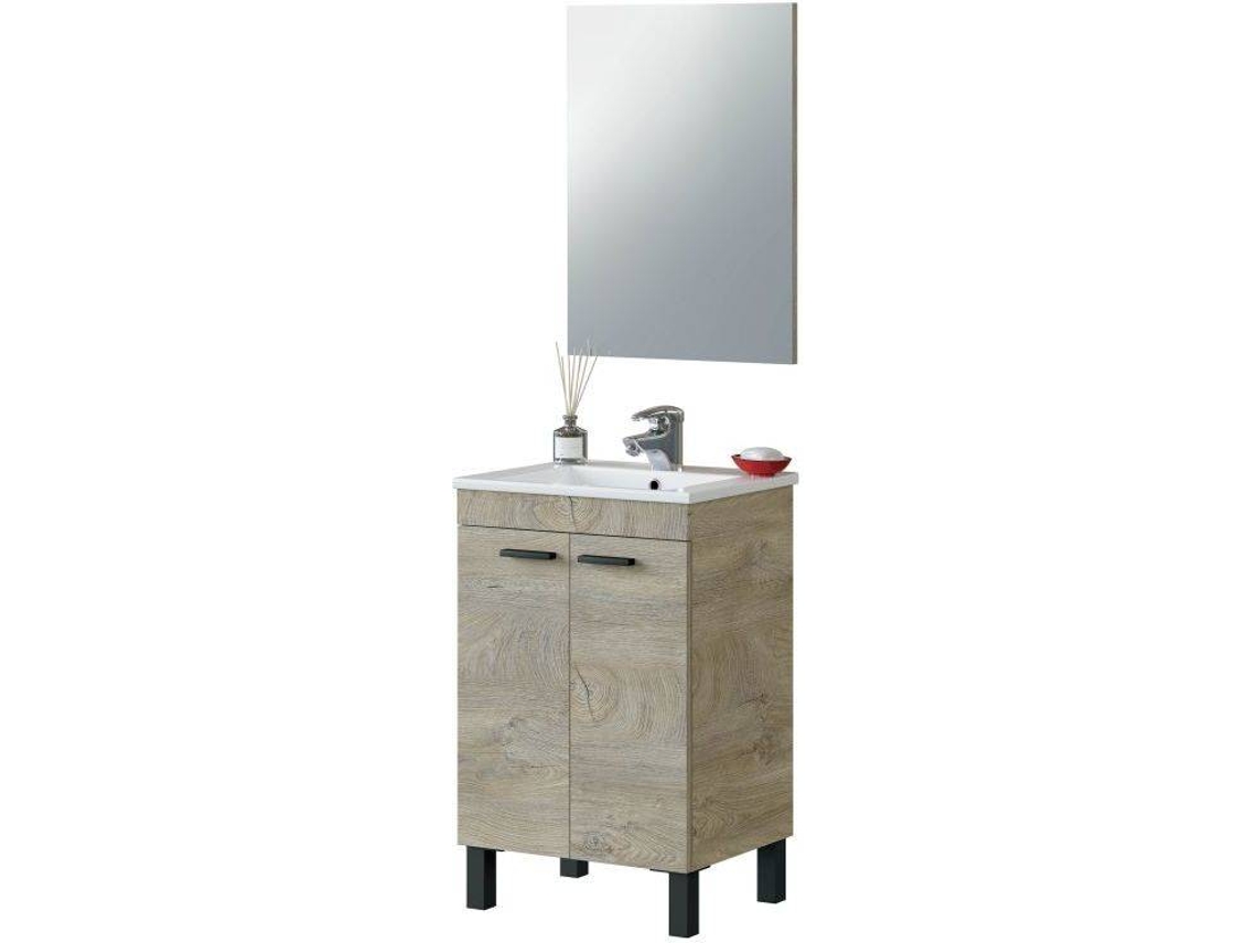 Mueble de Baño ARKITMOBEL PM50  (Roble Alaska - Melamina, Aluminio - 80 x 50 x 40 cm)