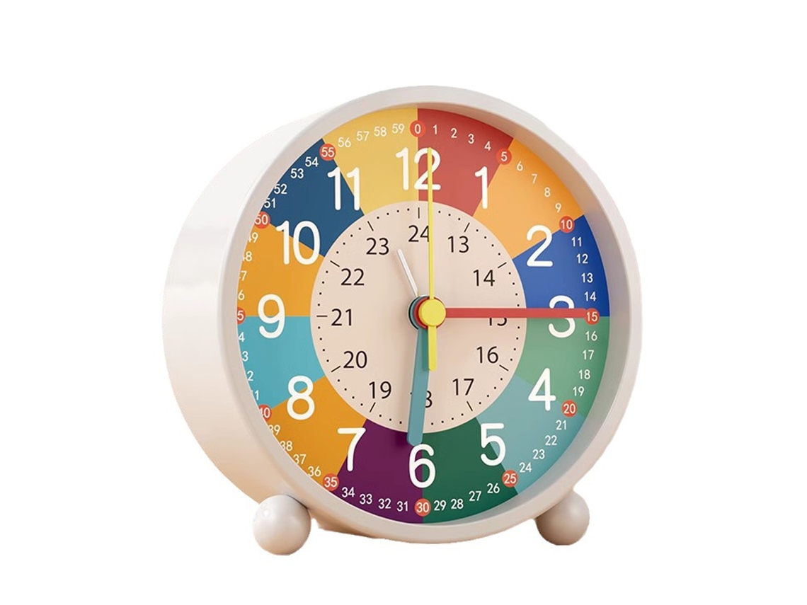 Bonito despertador analógico, reloj educativo para niños, silencioso, sin tictac, colorido, con alarma de sonido gradual y funciona con pilas.