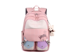Mochila de nylon con múltiples bolsillos, mochila de viaje bonita e informal, mochila escolar para mujeres, estudiantes y adolescentes, rosa.