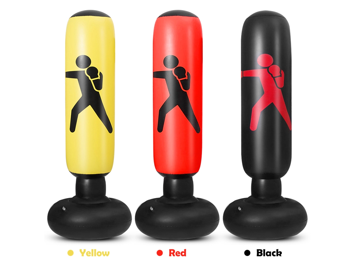 Saco De Boxeo Hinchable De Pvc De 160 Cm Para Fitness Y Entrenamiento Con Base Estable Para Uso En Interiores Y Exteriores.