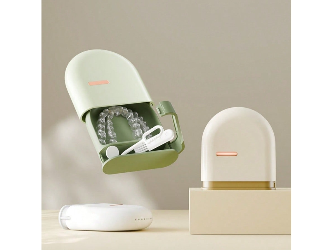 Estuche Para Aparato Dental Removible (2 Piezas), Con Cepillo Y Gancho, Impermeable, Ideal Para Viajes E Higiene Bucal.