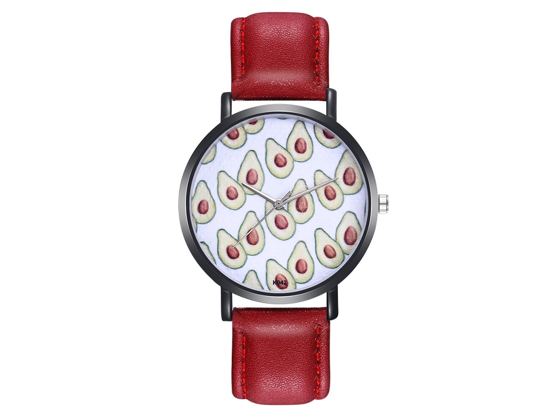Reloj De Cuarzo Para Mujer Con Correa De Pu De Alta Calidad, Estilo Moderno K042-h Rojo