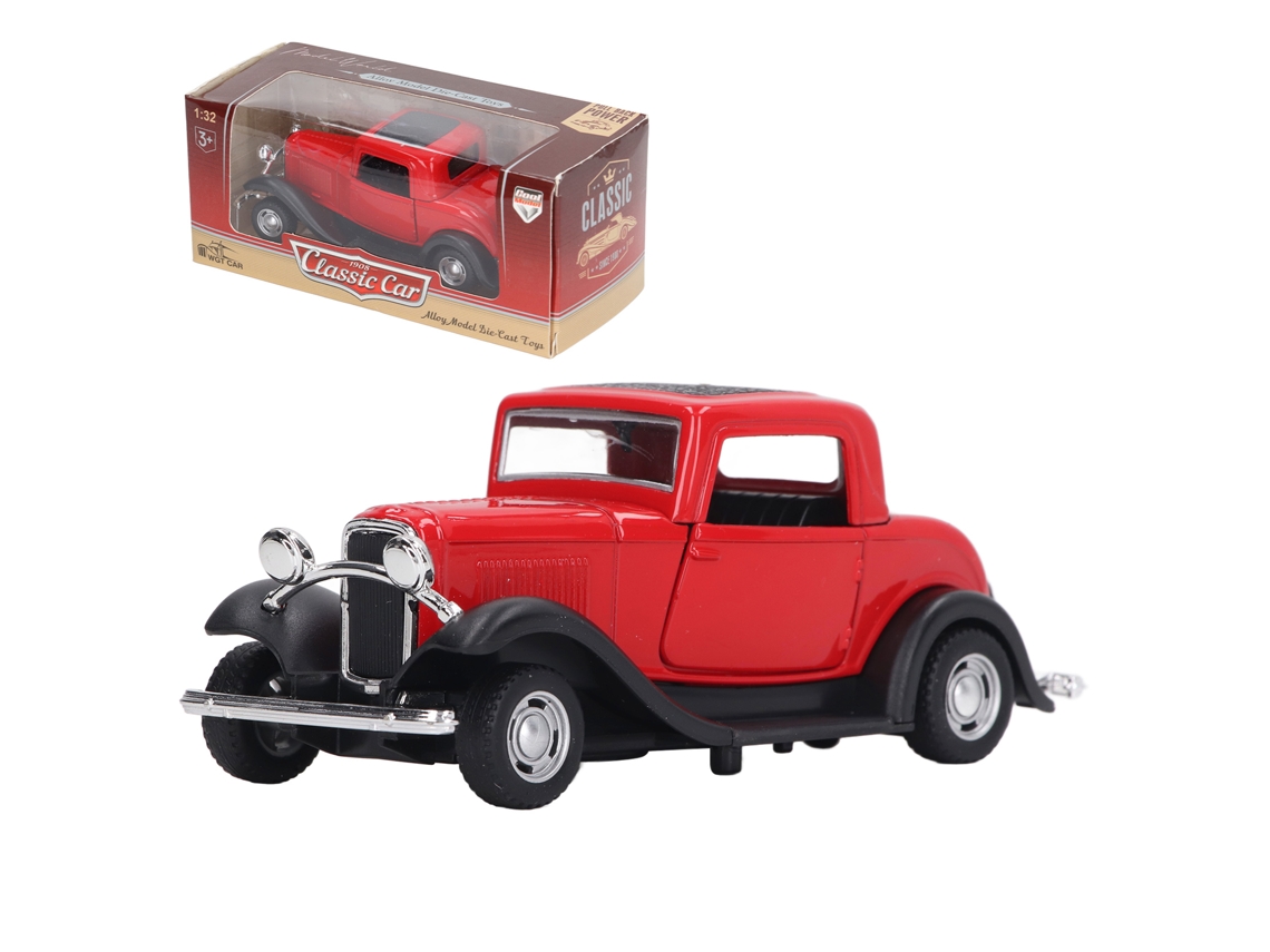 Coche Clásico A Escala 1:32, Modelo Vintage De Aleación Con Puertas Que Se Abren Y Mecanismo De Retroceso - Rojo