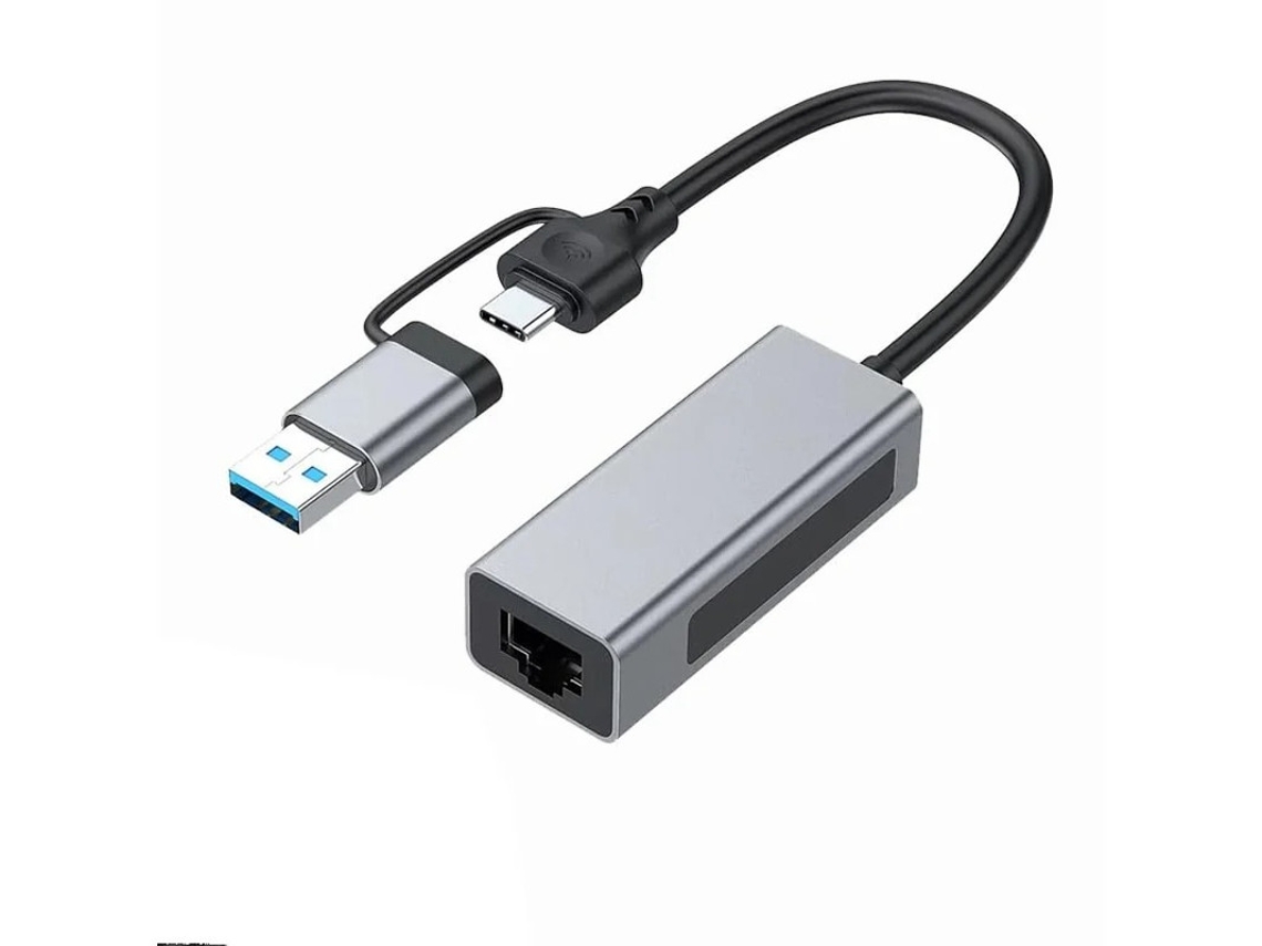 Adaptador Ethernet USB 3.1 de 2,5 Gbps, 2 en 1, convertidor de red USB A/USB C a 2,5 Gbps, USB 3.1 a RJ45 para PC y portátil, Wind Bestvite