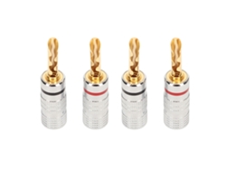2 Pares De Conectores Banana De Acero Bronceado Chapados En Oro De 4 Mm Para Amplificadores Y Altavoces