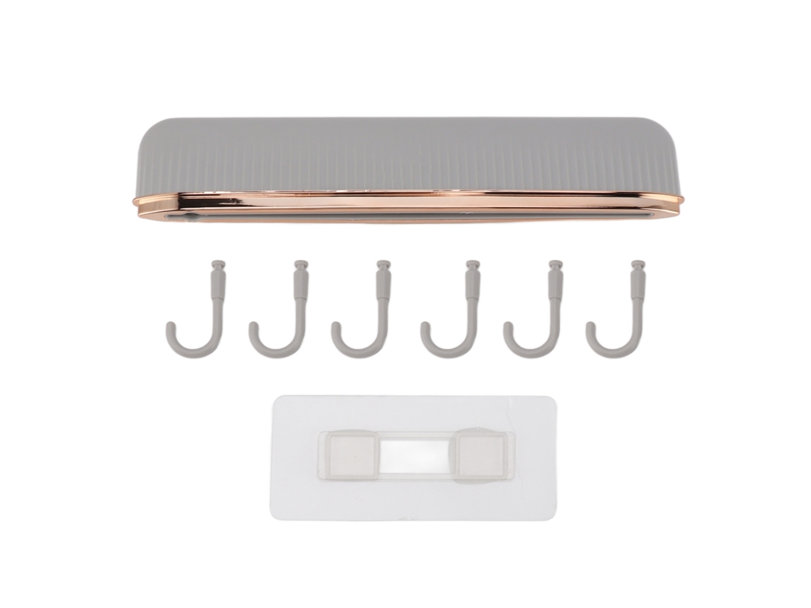 Ganchos de pared ABS, 6 ganchos, 1 riel, fácil de instalar, resistente, duradero, para cocina, toallas, abrigos y sombreros.