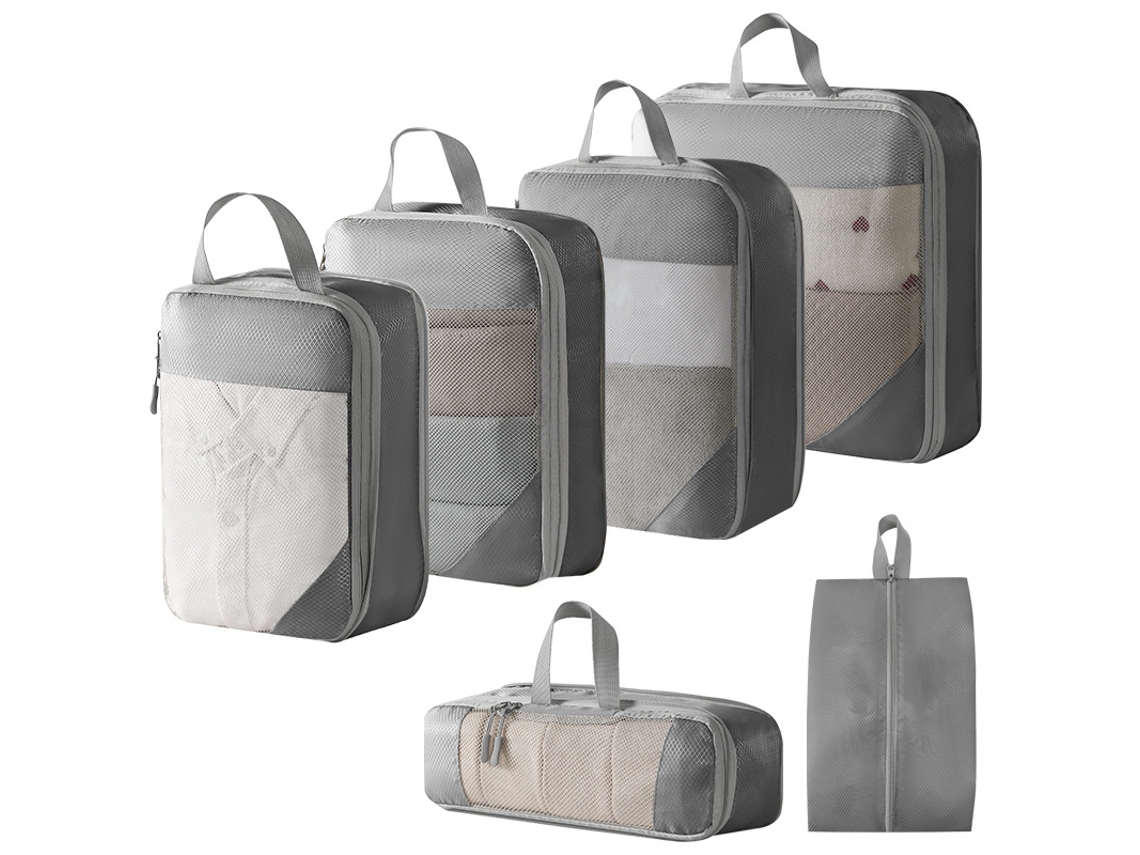 Conjunto De Bolsas Organizadoras Para Malas, Com Bolsas Para Sapatos, Pacote Com 6 Chrui (cinza)