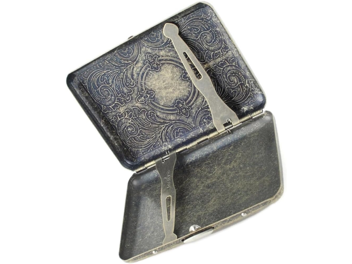 Estuche Para Cigarrillos Ciieeo Retro De Acero Inoxidable, Estuche Compacto Con Tapa.