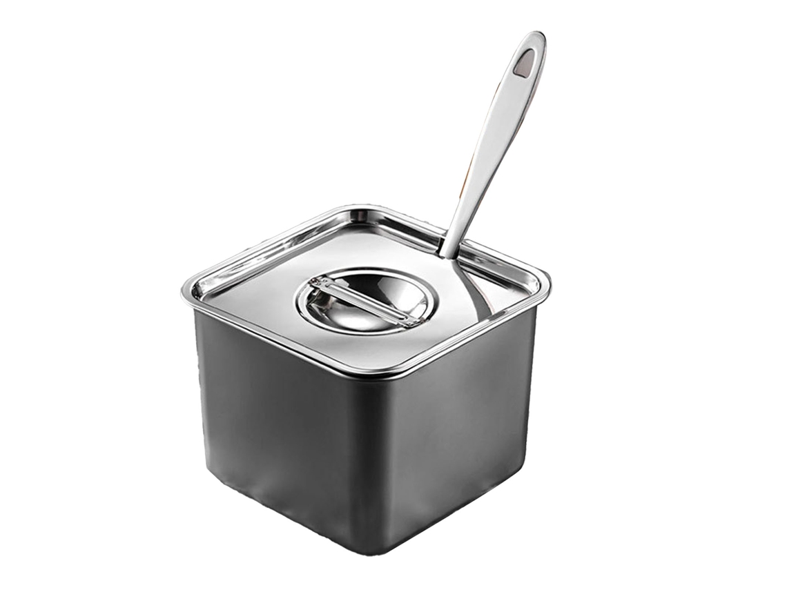 Caja De Condimentos De Acero Inoxidable 201 Para Cocina Tarro De Especias Sal Azúcar Cuadrado Con Tapa