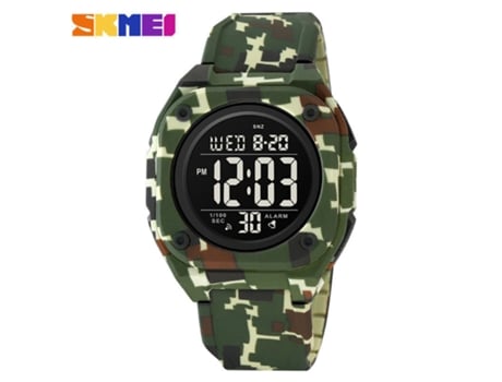 Reloj cuadrado para hombre, deportivo, multifunción, calendario, pantalla LED, relojes de pulsera, camuflaje verde militar LUUCOZK