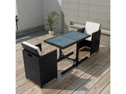 3 Pcs Conjunto Bistro Com Almofadas Vime Pe Preto Dkd Home Decor