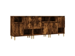 Maison Exclusive - Aparadores 3 Uds Madera Contrachapada Roble Ahumado 60x35x70 Cm