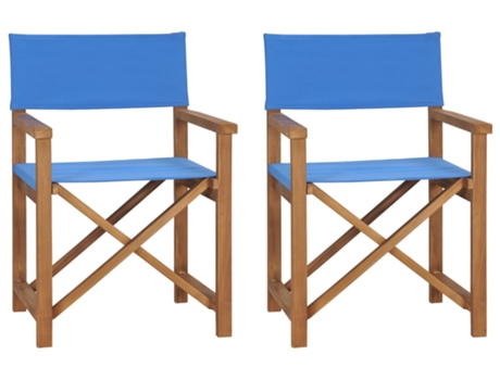 Conjunto 2 Silla De Director VIDAXL Azul Teca (57.5x54.5x85 cm)