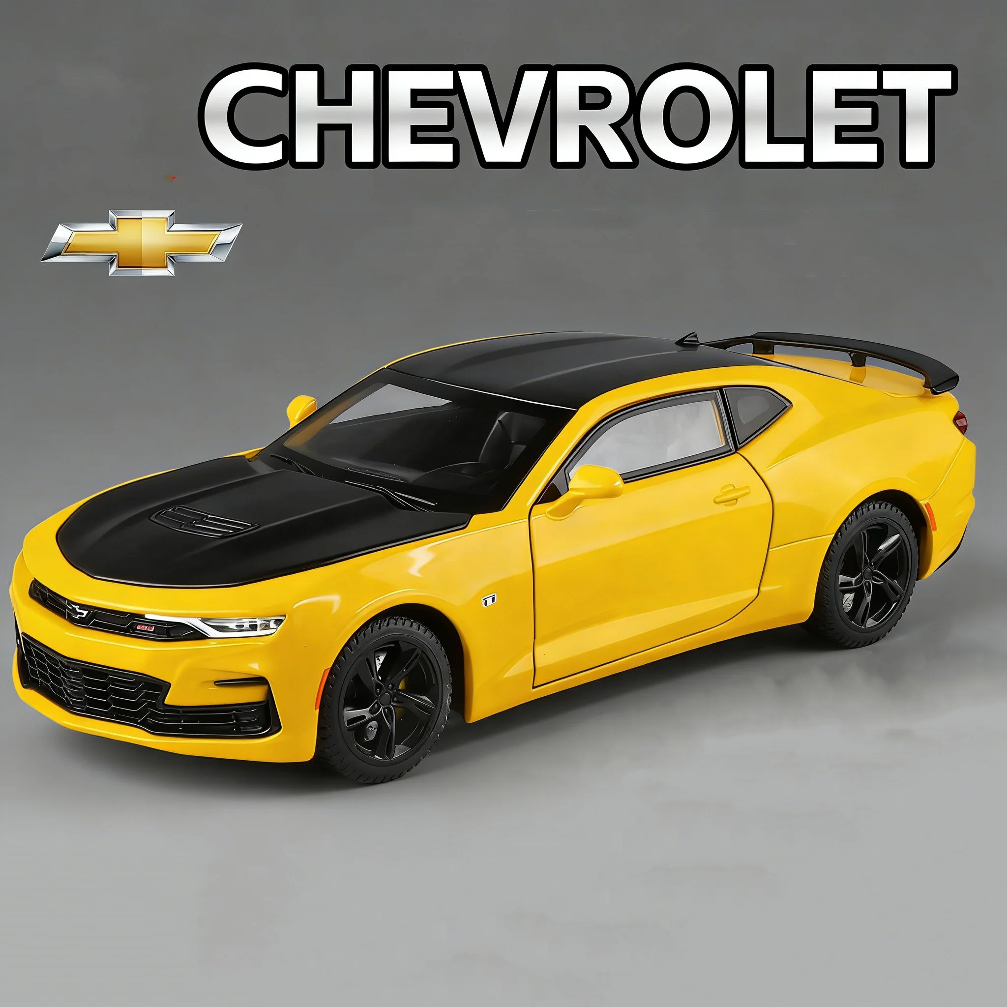 Coche De Juguete A Escala 1:24, De Metal Fundido A Presión (amarillo), Con Efectos De Sonido Y Luz.