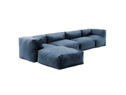 Sala de estar modular para jardín con 2 chaise longues, 2 sillas de esquina y 1 puf