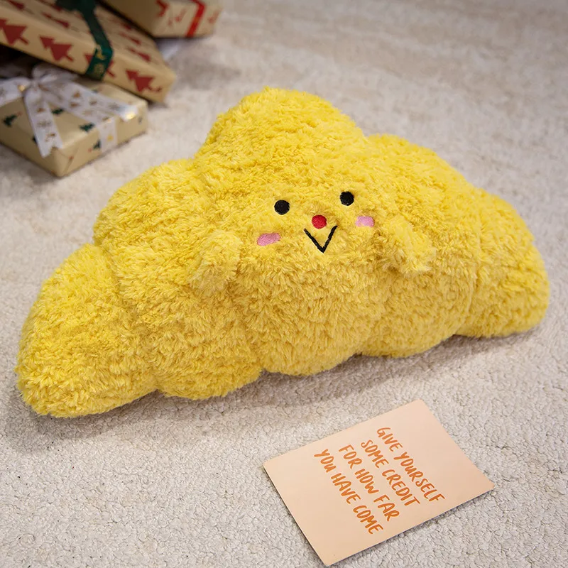 (amarillo, 45 Cm) Cojín Para Adultos Con Forma De Croissant, Suave Y Cómodo.