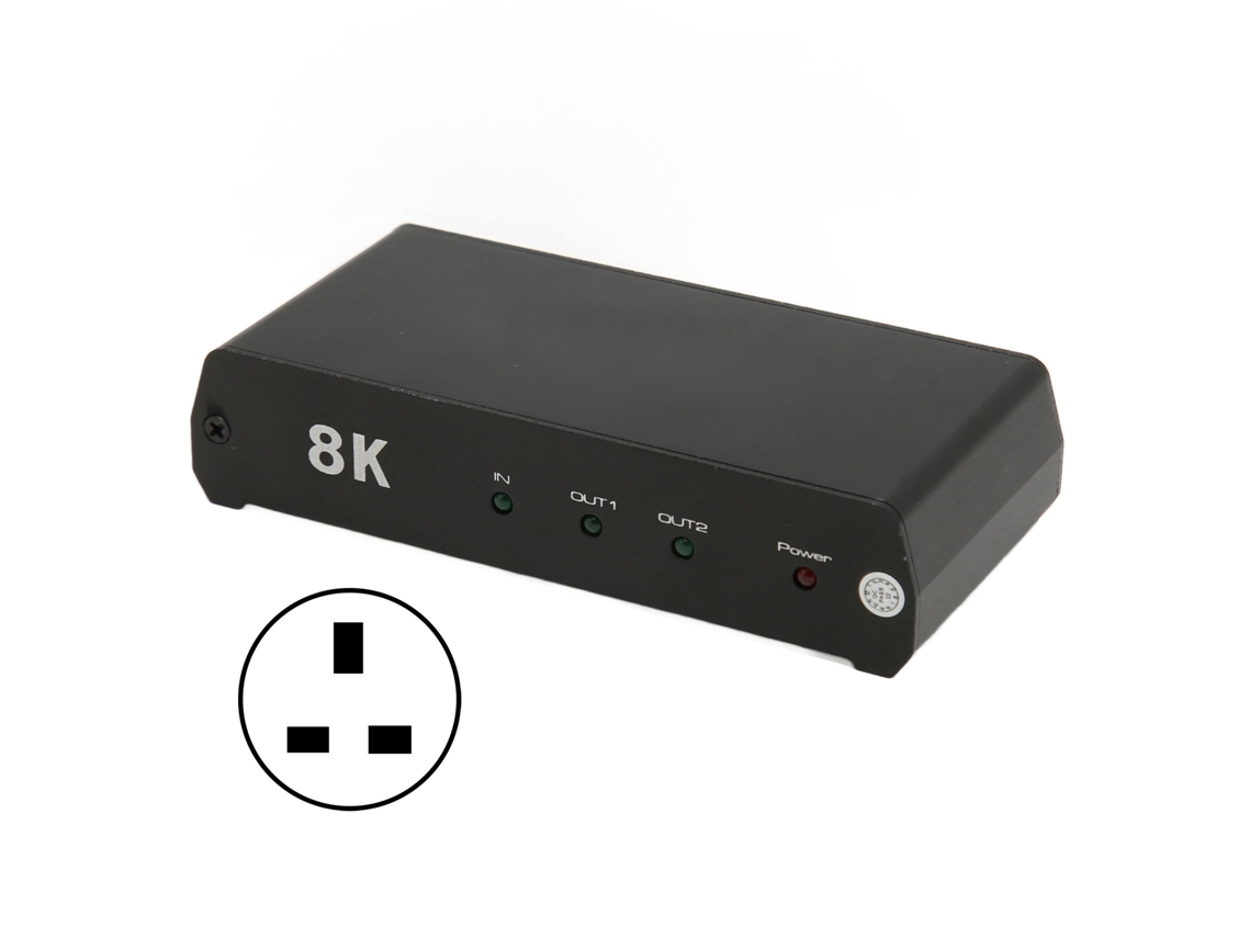 Divisor Hdmi 1 Entrada 2 Salidas 8k 60hz Hdr Switcher Para Tv Decodificador Con Plug Uk
