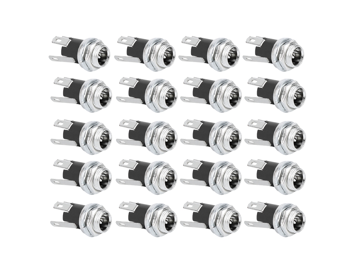 20 Unidades De Conector Hembra De Alimentación Cc De 5,5 X 2,1 Mm Con Tuerca Para Panel Dc025m